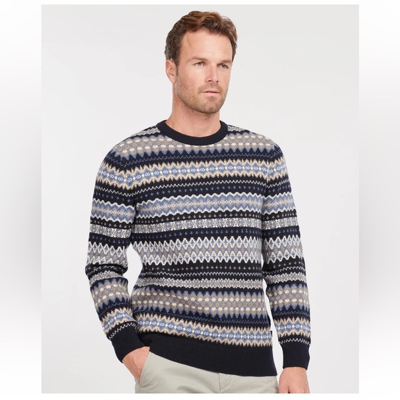 BARBOUR MENS CASE FAIR ISLE CREWNECK SWEATSHIRT IN MIDNIGHT